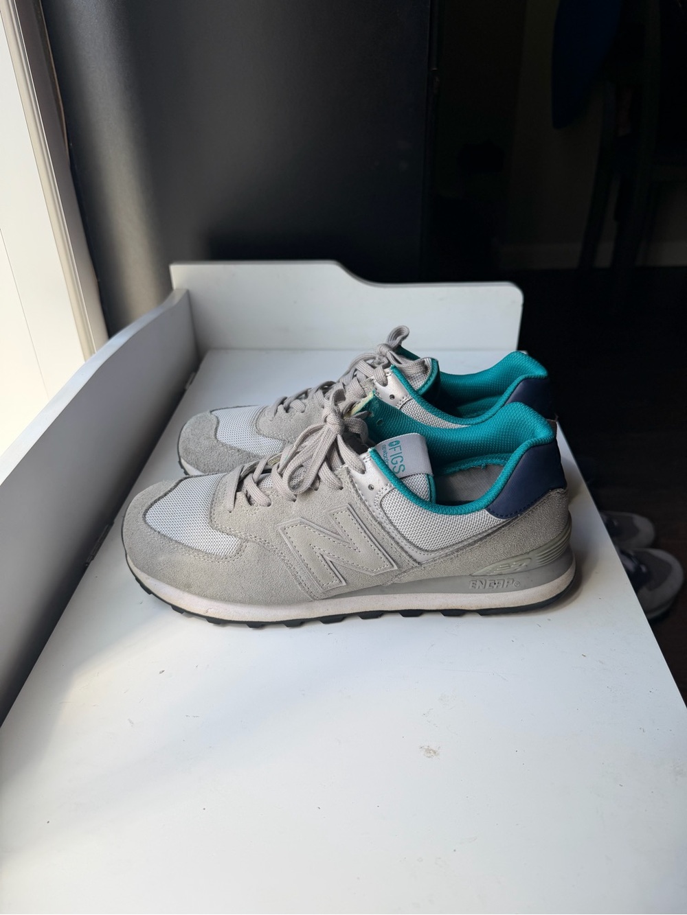 New Balance Gray Sneakers with Teal Lining